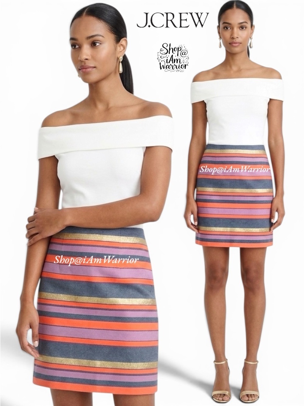 J.Crew metallic neon striped mini skirt *shop@iamwarrior